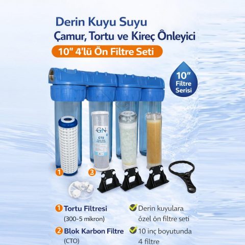 Kuyu Suyu Yumuşatma Cihazı 4’lü Plus Set (Tortu + Karbon + Reçine + Siliphos)